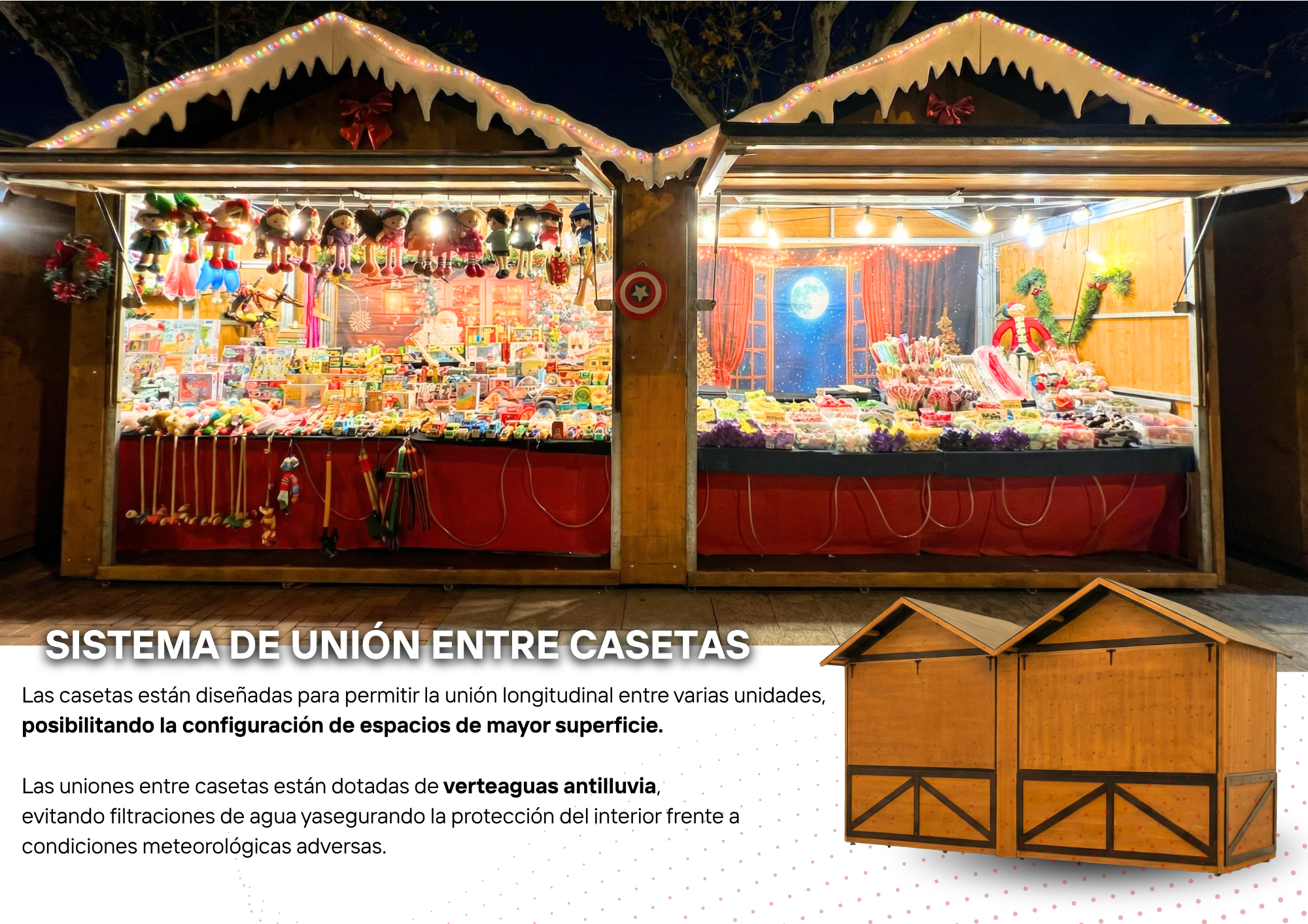 Sistema de unión entre casetas de madera Pliégalo Sistema de unión entre casetas de madera Pliégalo